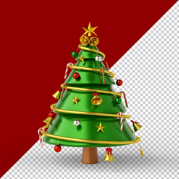 Render 3d de árbol de navidad aislado