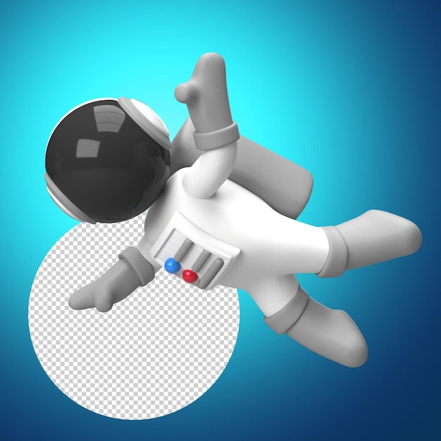 Render 3d de astronauta con posición de vuelo