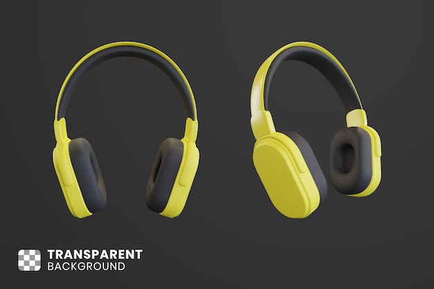 Render 3d de auriculares amarillos