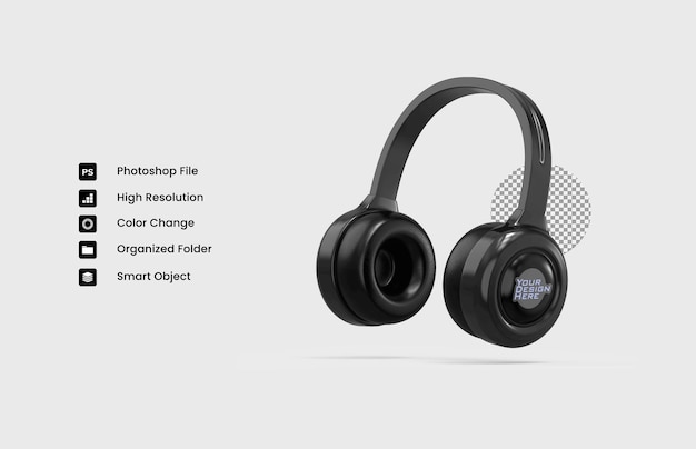 Render 3d de auriculares psd