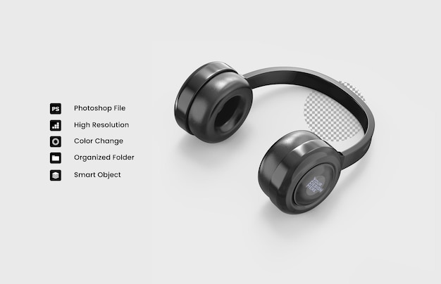 Render 3d de auriculares psd