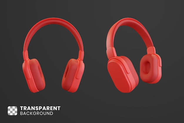 Render 3D de auriculares rojos