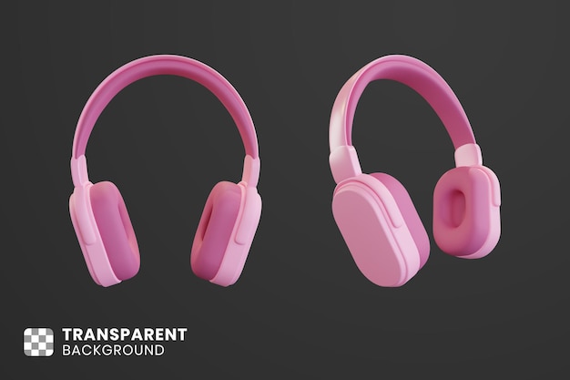 PSD render 3d de auriculares rosa