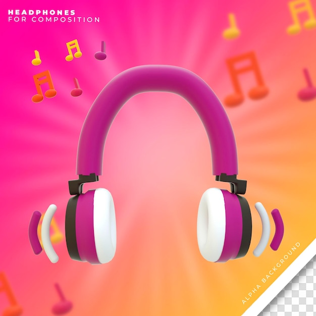 PSD render 3d de auriculares