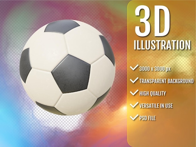 Render 3d de balón de fútbol realista