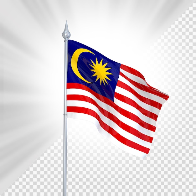 Render 3D de la bandera de Malasia
