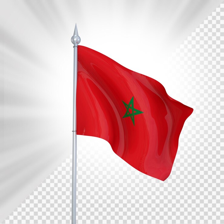 PSD render 3d de la bandera de marruecos