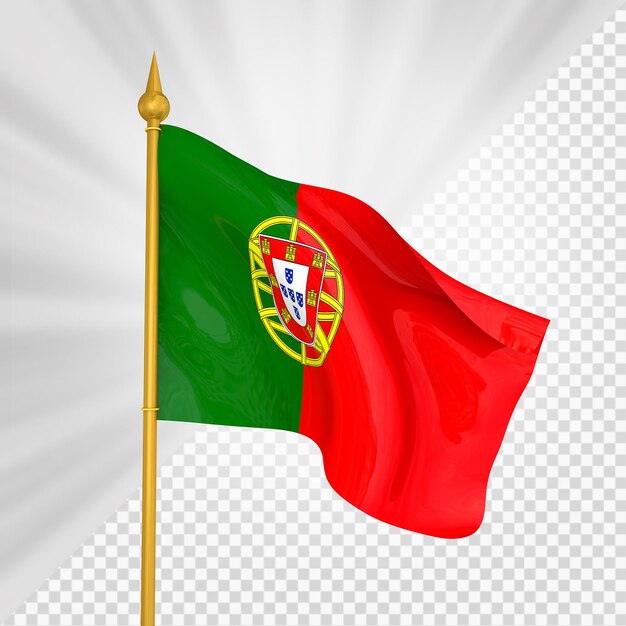 PSD render 3d de la bandera de portugal