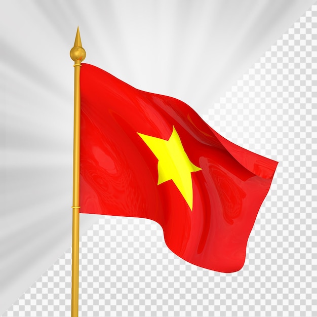 Render 3d de la bandera de vietnam