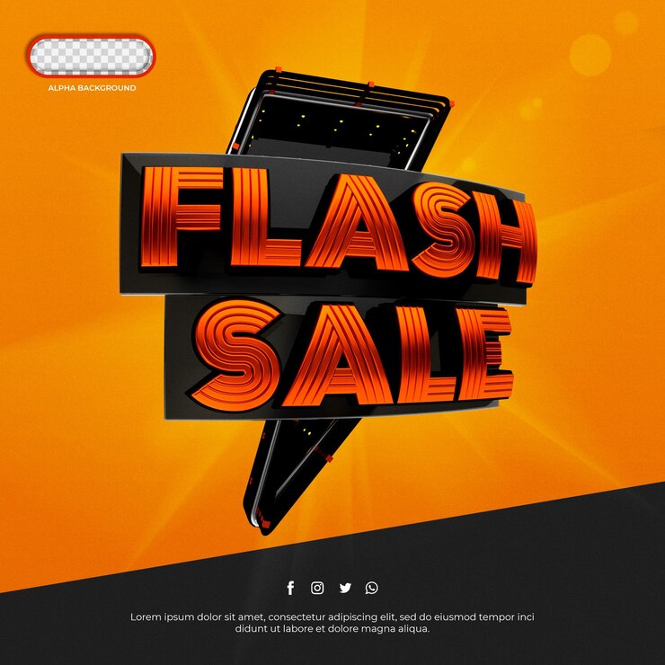 PSD render 3d de banner de venta flash