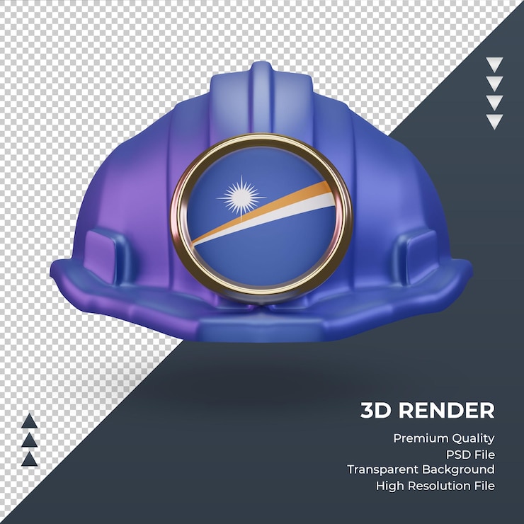 PSD render 3d bendera kepulauan marshall oleh insinyur, tampilan depan