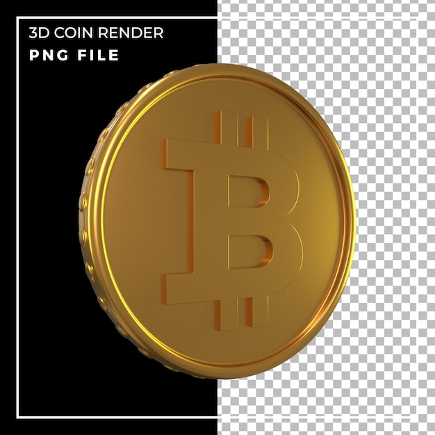 Render 3d bitcoin de oro realista