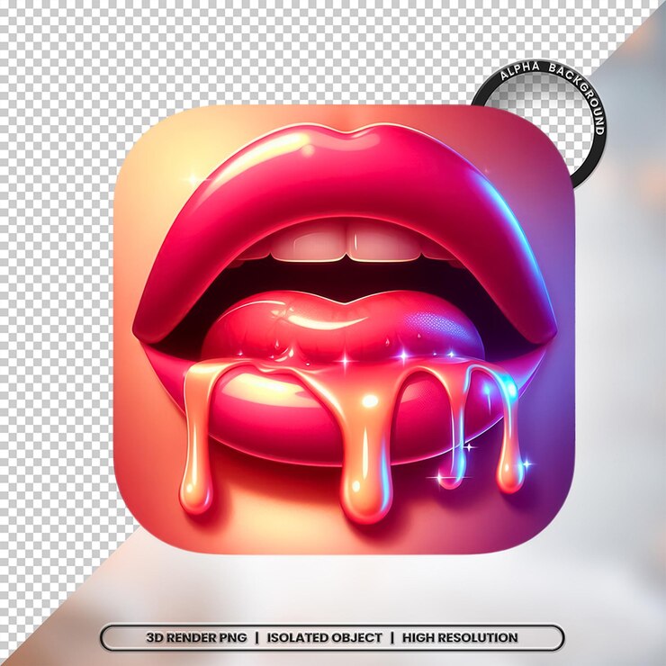 PSD render 3d de la boca de la lengua de la leche del elemento de boca icono psd png