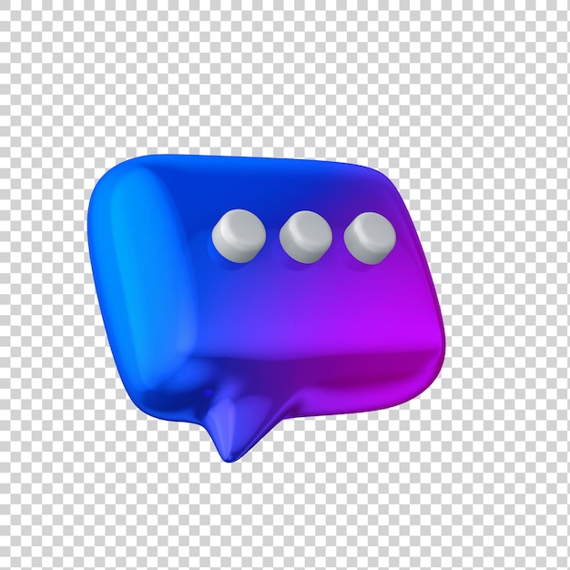 Render 3d de bocadillo de diálogo brillante para redes sociales