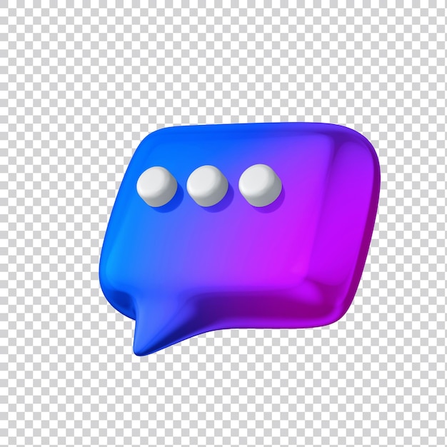 Render 3d de bocadillo de diálogo brillante para redes sociales