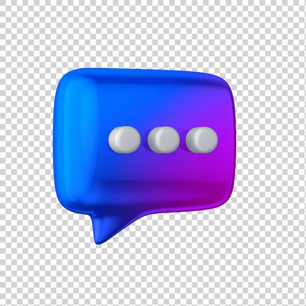 Render 3d de bocadillo de diálogo brillante para redes sociales