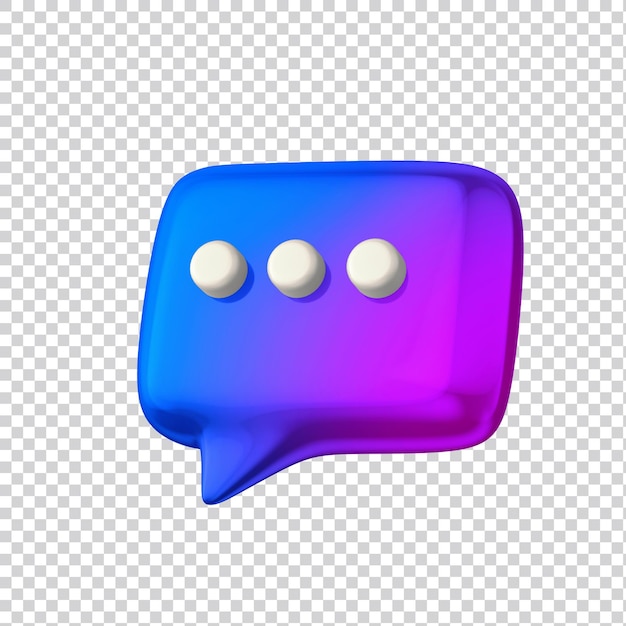 Render 3d de bocadillo de diálogo brillante para redes sociales