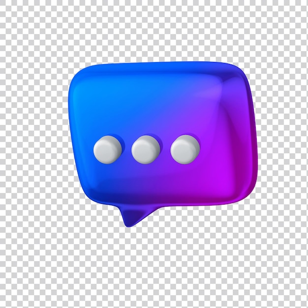 Render 3d de bocadillo de diálogo brillante para redes sociales