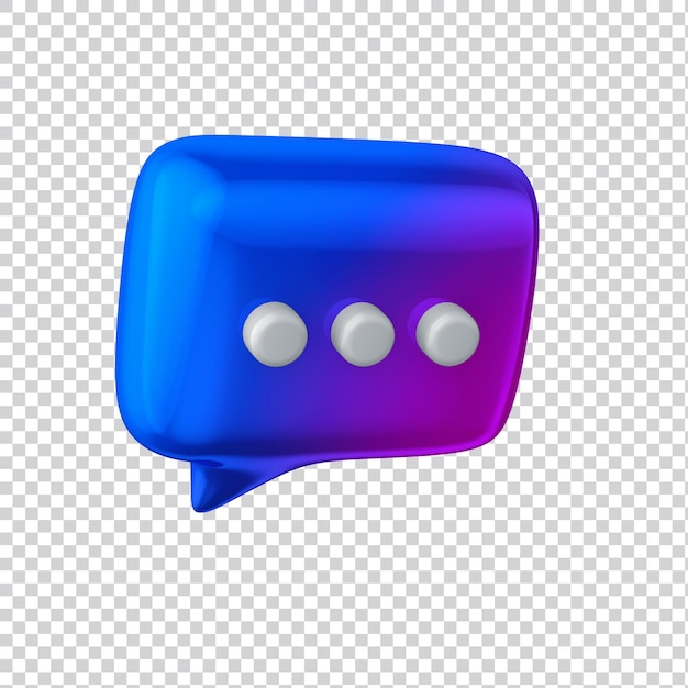 Render 3d de bocadillo de diálogo brillante para redes sociales