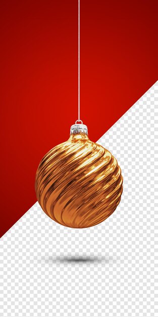 Render 3d de bola de Navidad dorada aislado