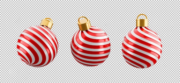 Render 3d de bola de navidad sobre fondo transparente, trazado de recorte