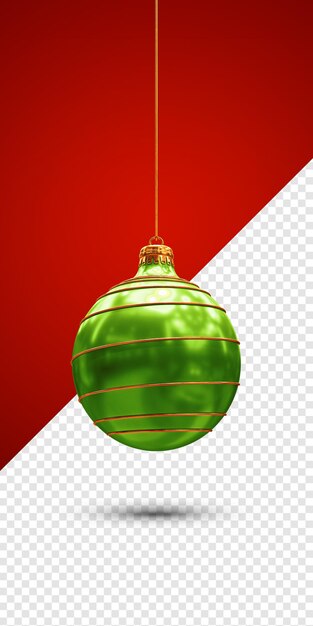 Render 3d de bola de Navidad verde aislado