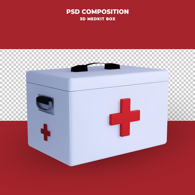 Render 3d de caja de kit médico