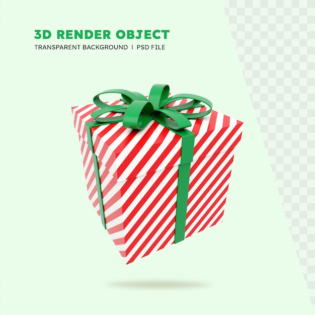 PSD render 3d de caja de regalo de navidad