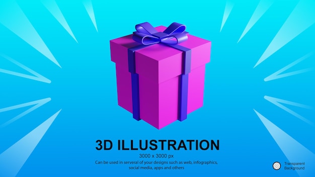 Render 3D de caja de regalo