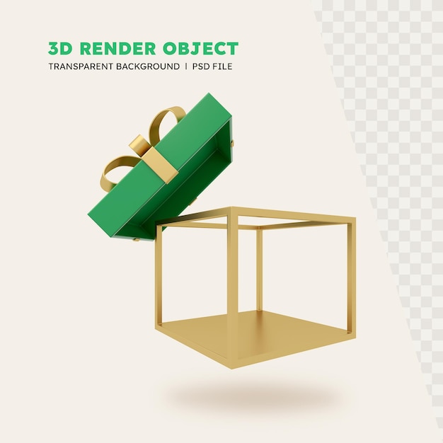 PSD render 3d de caja de regalo