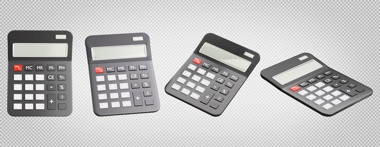 PSD render 3d de calculadora electrónica sobre fondo transparente con trazado de recorte