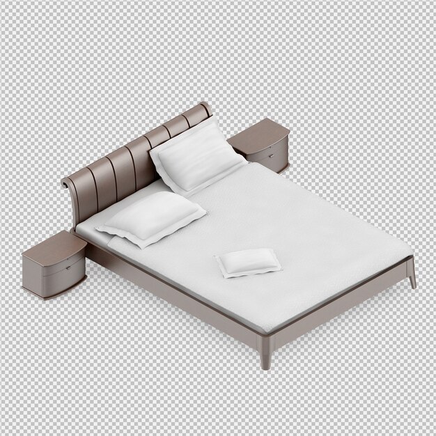 Render 3d de cama isométrica