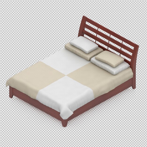 Render 3d de cama isométrica