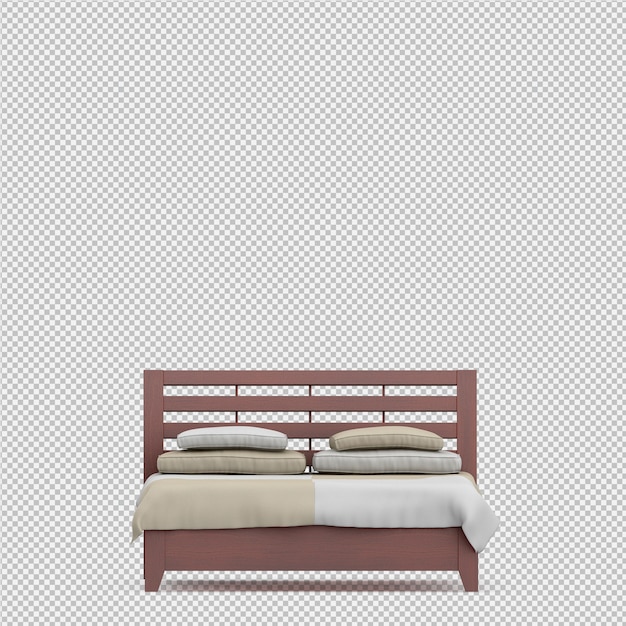 Render 3D de cama isométrica