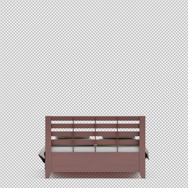 Render 3D de cama isométrica