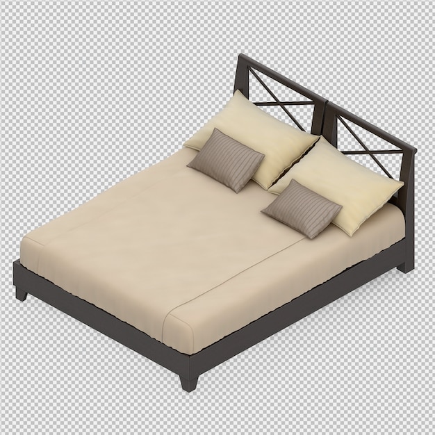 Render 3d de cama isométrica