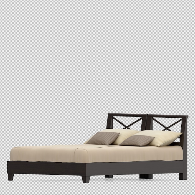 Render 3D de cama isométrica