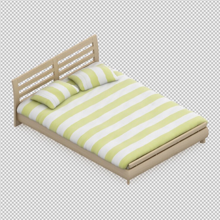 PSD render 3d de cama isométrica