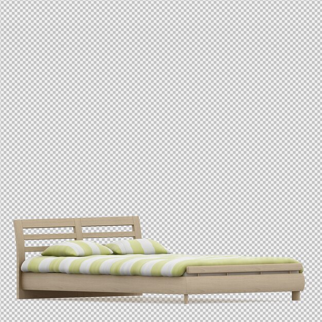 PSD render 3d de cama isométrica