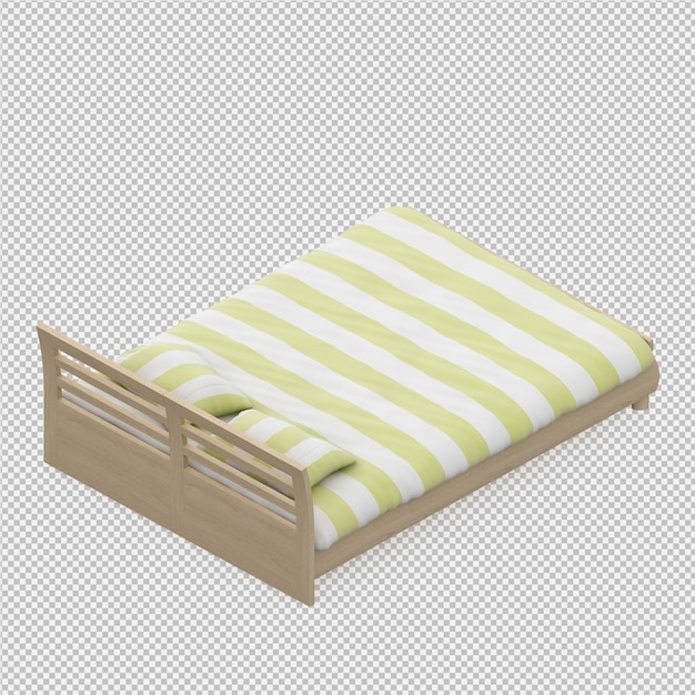 PSD render 3d de cama isométrica