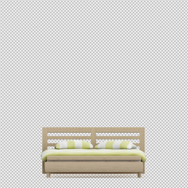 Render 3D de cama isométrica