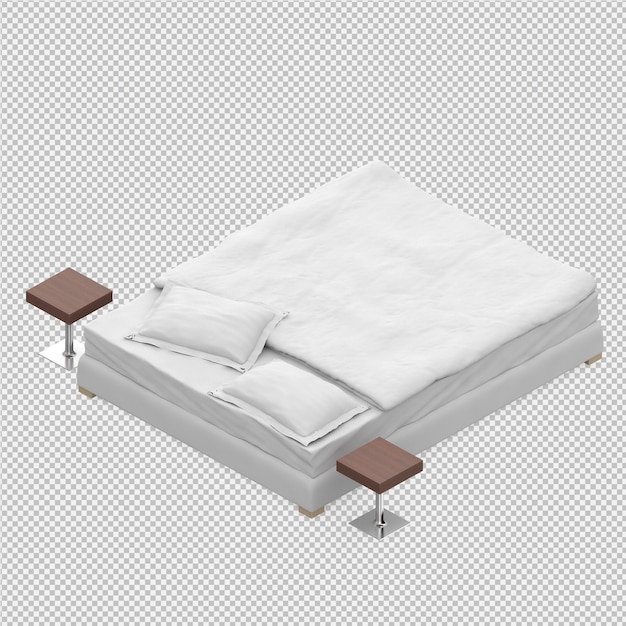 PSD render 3d de cama isométrica