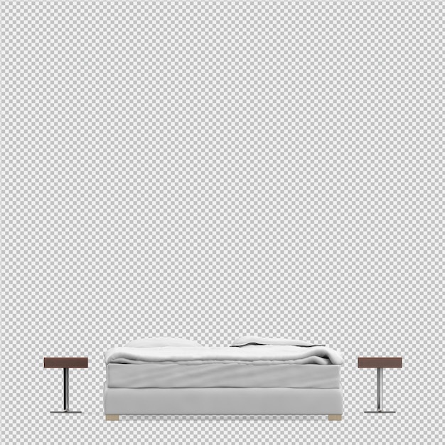 Render 3D de cama isométrica