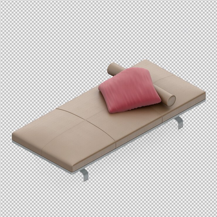 PSD render 3d de cama isométrica