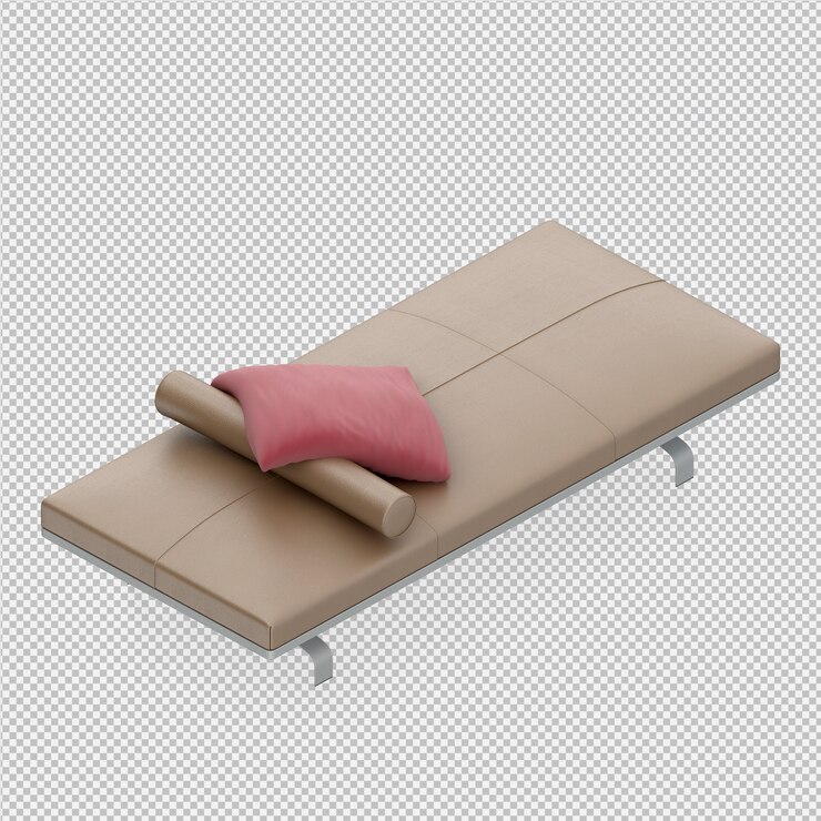 PSD render 3d de cama isométrica