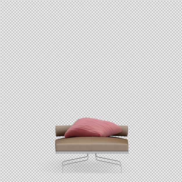 Render 3D de cama isométrica