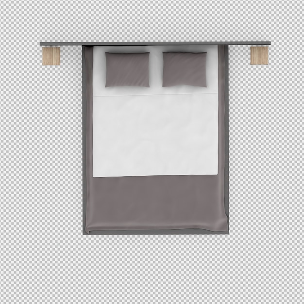 Render 3D de cama isométrica
