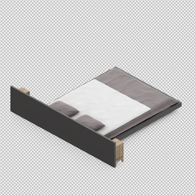 Render 3D de cama isométrica