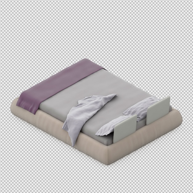 Render 3d de cama isométrica