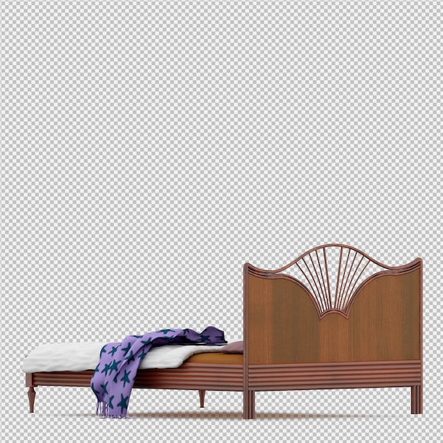 Render 3d de cama isométrica